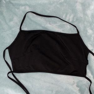 Open back halter crop top